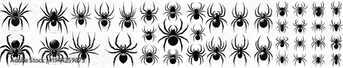 Vector set image silhouette of spider