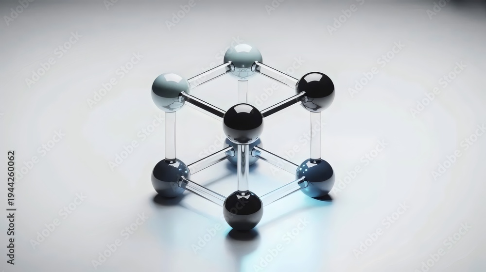 Obraz premium 3D molecular nodes connected in square lattice – Perfect for atomic research, material science, or chemical engineering.