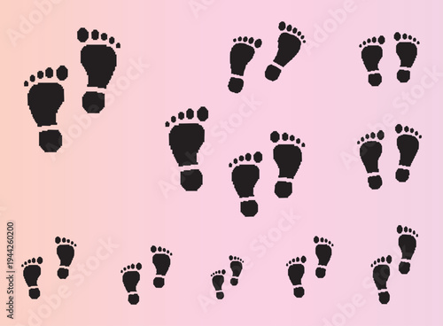 Assorted baby and child footprints in various sizes and styles