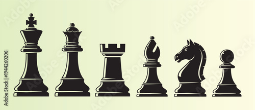 Classic chess pieces set isolated on transparent background