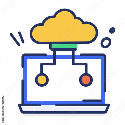 An icon showing online shop designed in flat style