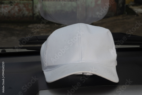 Minimalist White Baseball Cap Mockup in Dark