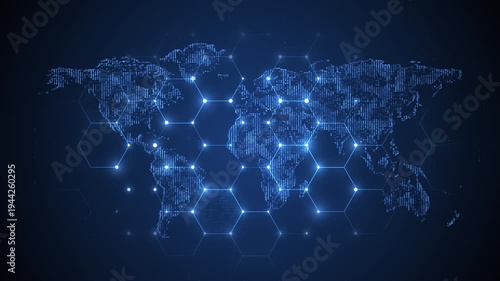 Global network connecting world map data communication technology