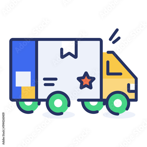 An icon of delivery truck designed in flat style