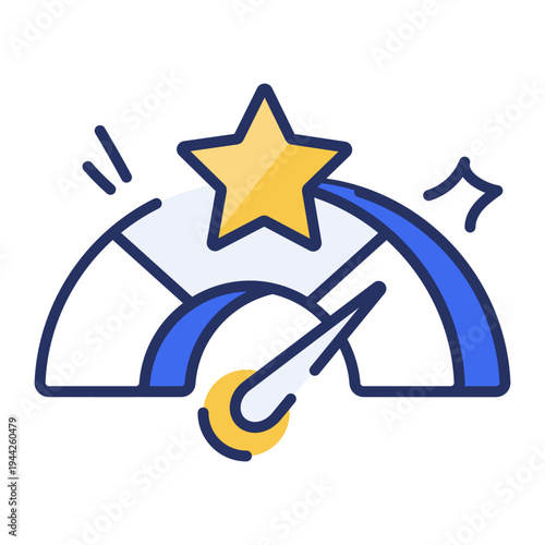 Flat icon depicting rating meter review feedback