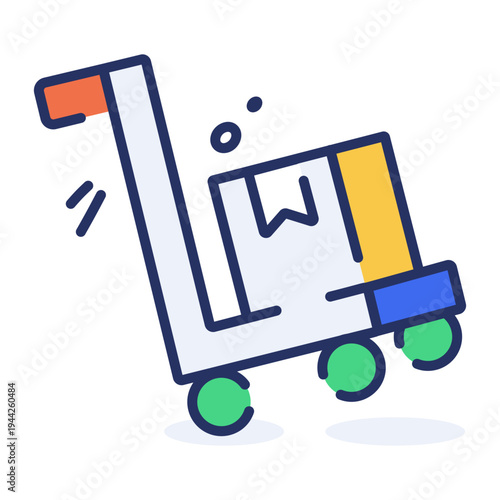 A flat style icon of goods trolley