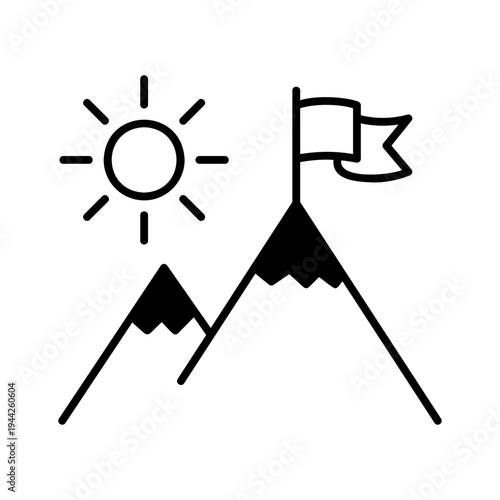 Mountain line + small flag