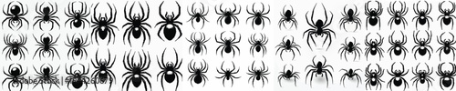 Vector set image silhouette of spider