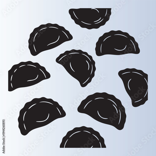Handdrawn dumplings or pierogi set isolated on transparent background