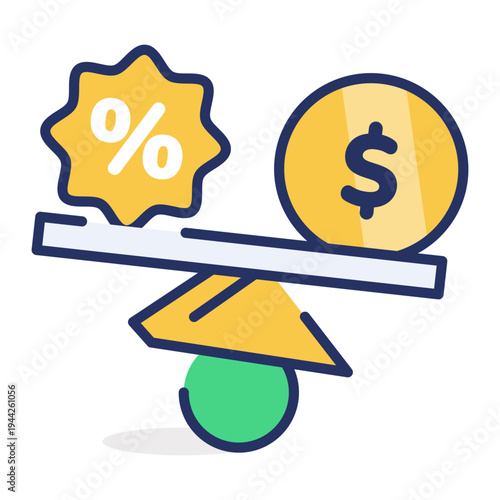 A flat style icon of market prices