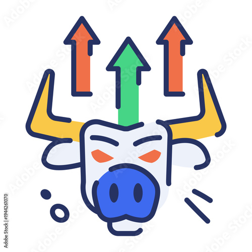 An icon of bull market designed in flat style