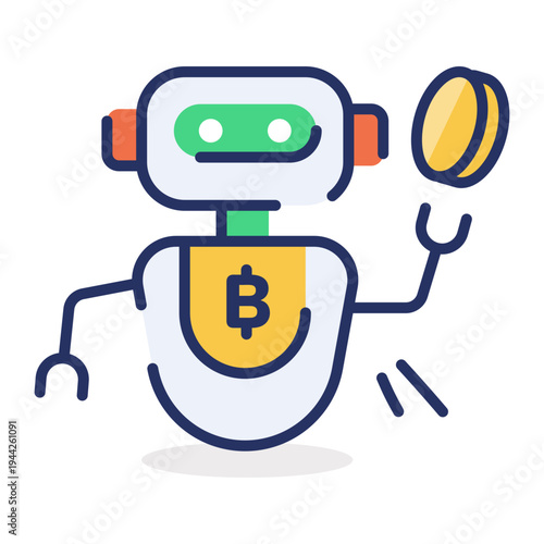A flat style icon of bot trading automation