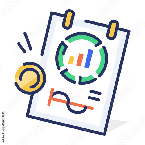 An icon showing market analysis designed in flat style