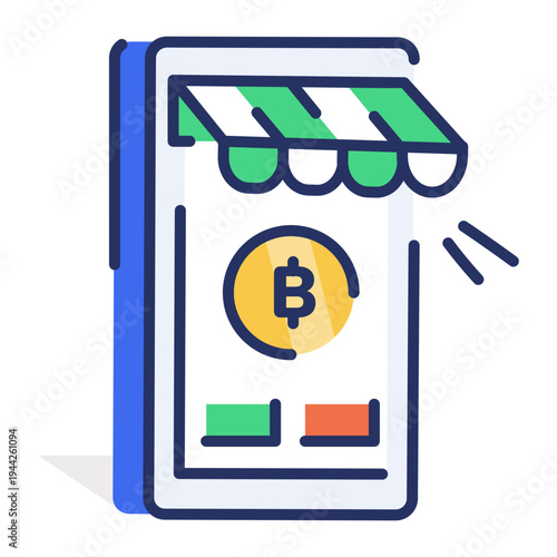 Flat icon depicting crypto market digital currency