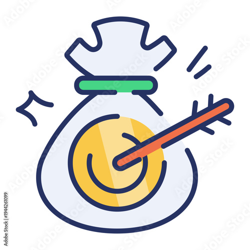 Flat icon depicting financial goal achievement