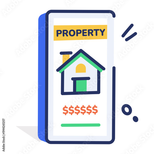 Flat icon depicting estate app interface