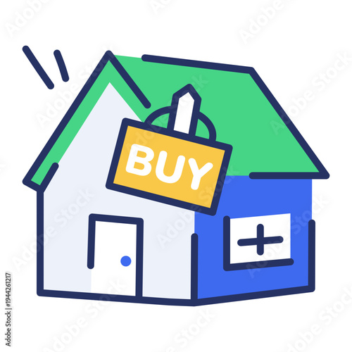 An icon showing buy house designed in flat style