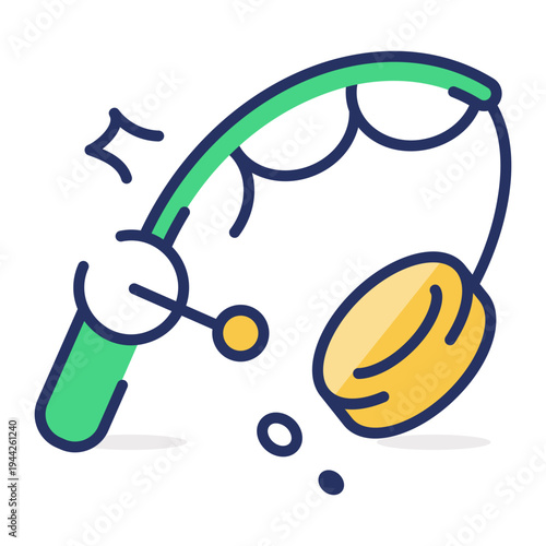 Flat icon depicting money phishing
