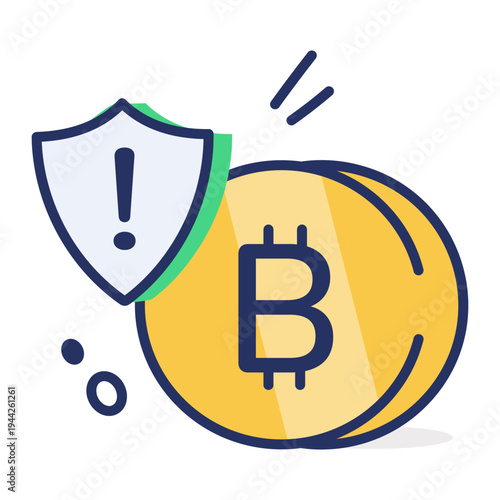 A flat style icon of bitcoin risk evaluation
