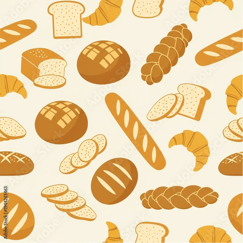 Assorted Bread Loaves and Rolls Pattern.