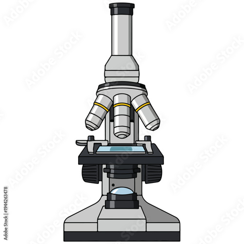 Cartoon Light Microscope Scientific Laboratory Vector Illustration