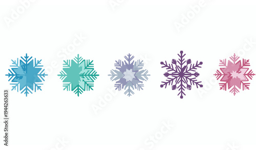 Colorful winter snowflake vector set decorative ice crystal illustration collection
