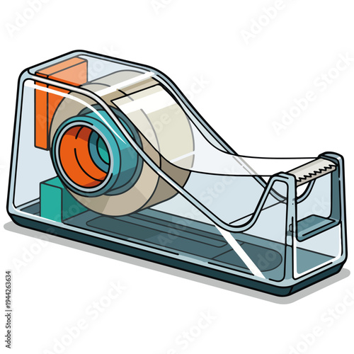 clear plastic desktop tape dispenser vector illustration