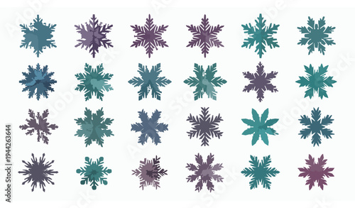 Colorful snowflake vector illustration collection decorative winter snow crystal design set