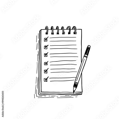 Checklist notebook with pen for organizing tasks and reminders  