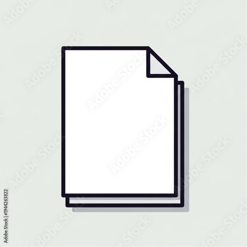 Blank White Paper Document with Folded Corner.