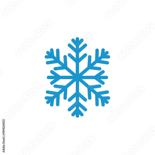 Blue Snowflake Illustration on White Background.