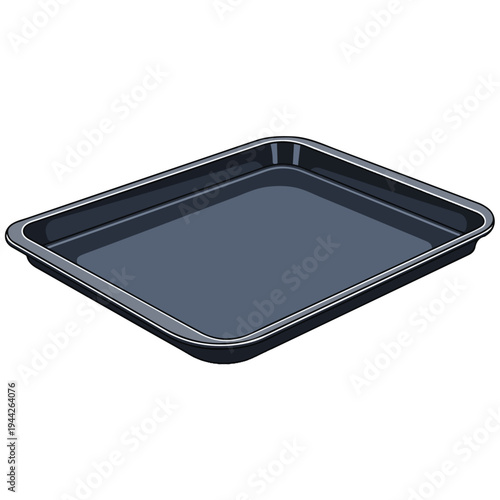 dark gray rectangular baking sheet flat vector illustration template
