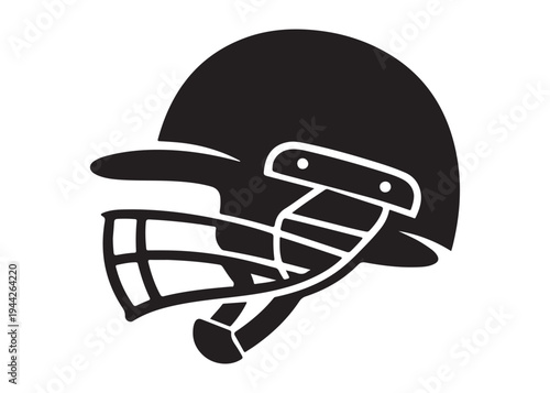 cricket helmet logo silhouette vector, batsman helmet logo silhouette vector illustration, safety helmet logo silhouette, sports protection equipment helmet logo silhouette design on white background