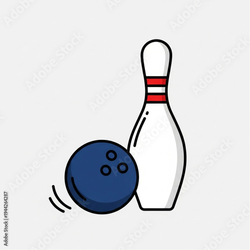 Blue Bowling Ball and White Pin.
