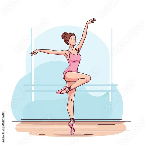 Ballet Dancer in Pink Leotard.