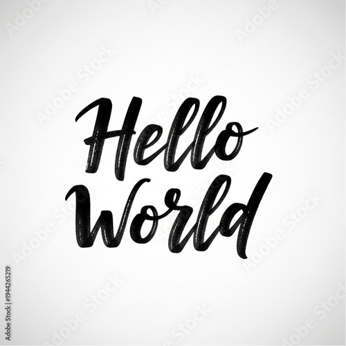 Black Handwritten Hello World Text.