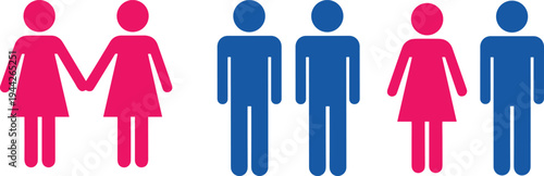 Stylized Human Figure Vector Illustration Showing Gender Representation with Pink and Blue Characters