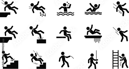 Safety Hazard Vector Illustration Showing Accident and Risk Icons