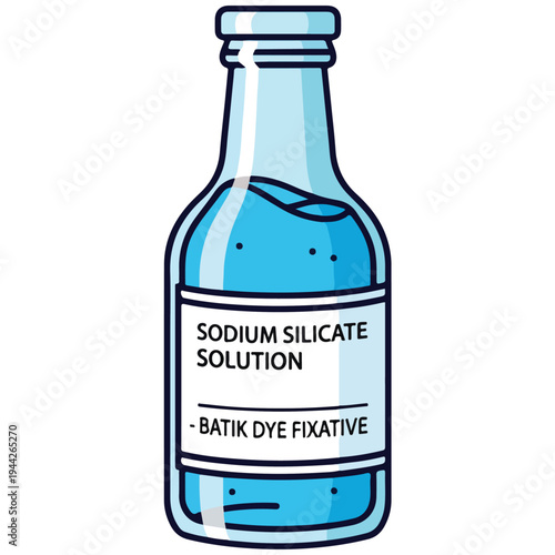 Sodium Silicate Batik Dye Fixative Bottle Flat Vector Illustration