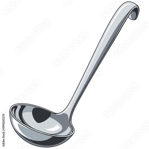 stainless steel soup ladle cartoon vector illustration