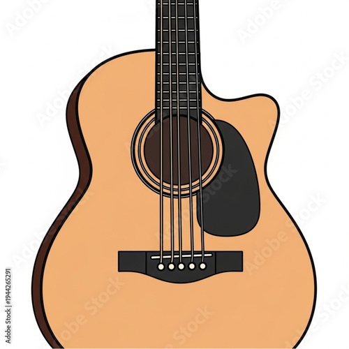 Acoustic Guitar Illustration with Six Strings.