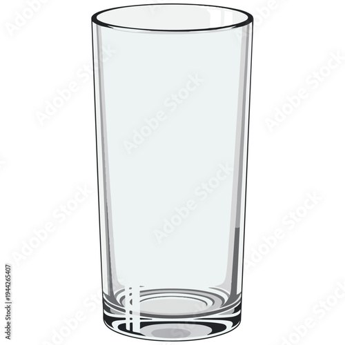 Tall Clear Drinking Glass Flat Vector Illustration