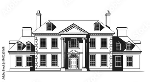 Large house with a classical facade.