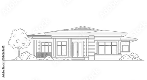 Modern single story house design.