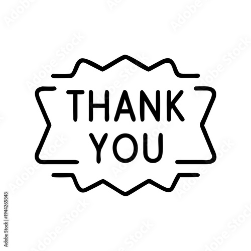Thank you message in bold outline style on white background  
