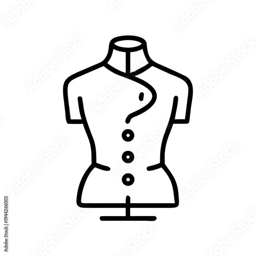 Dressmaker's mannequin with buttons in minimalist line art style  