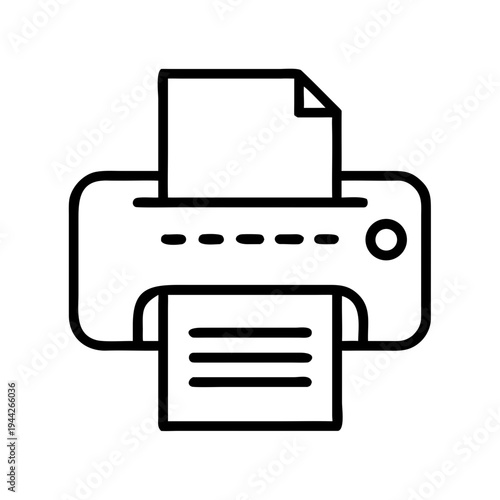 Printer with paper printing documents in a minimalist design  
