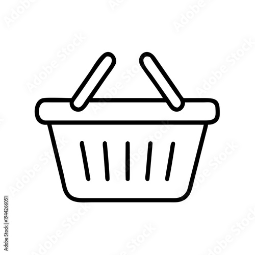 Shopping basket outline icon in minimalist design  