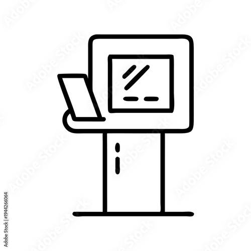 Self-service kiosk with touchscreen for user interaction in public space  