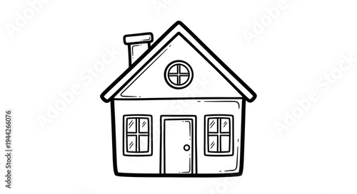 Simple house with door and windows.